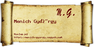 Menich György névjegykártya